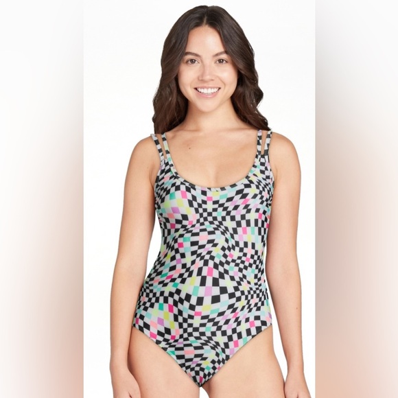 No Boundaries Juniors' Multi-Strap One-Piece Swimsuit - Picture 1 of 2